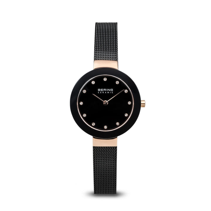 Bering Black and Rose Gold Plated Quartz Bracelet Watch