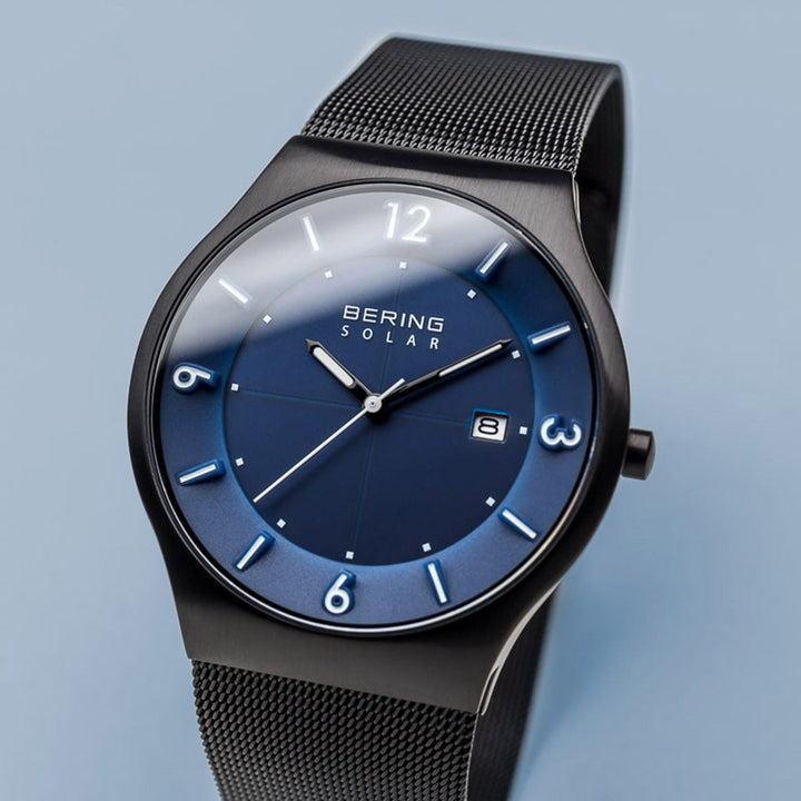 Bering Brushed Black Solar Bracelet Watch