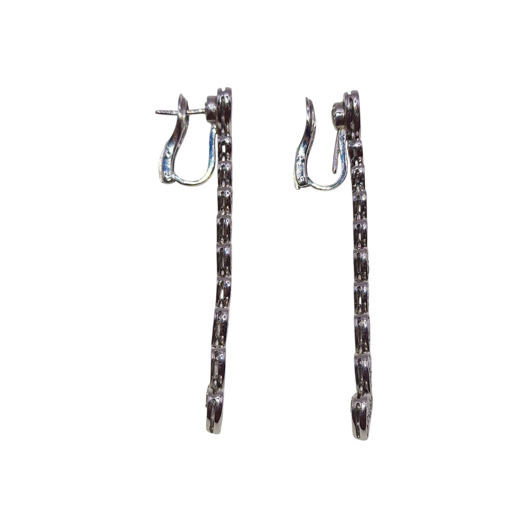 18ct White Gold Long Heart Drop Earrings