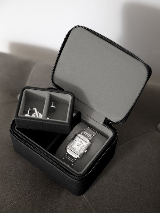 Stackers Pebble Black Watch and Cufflink Box
