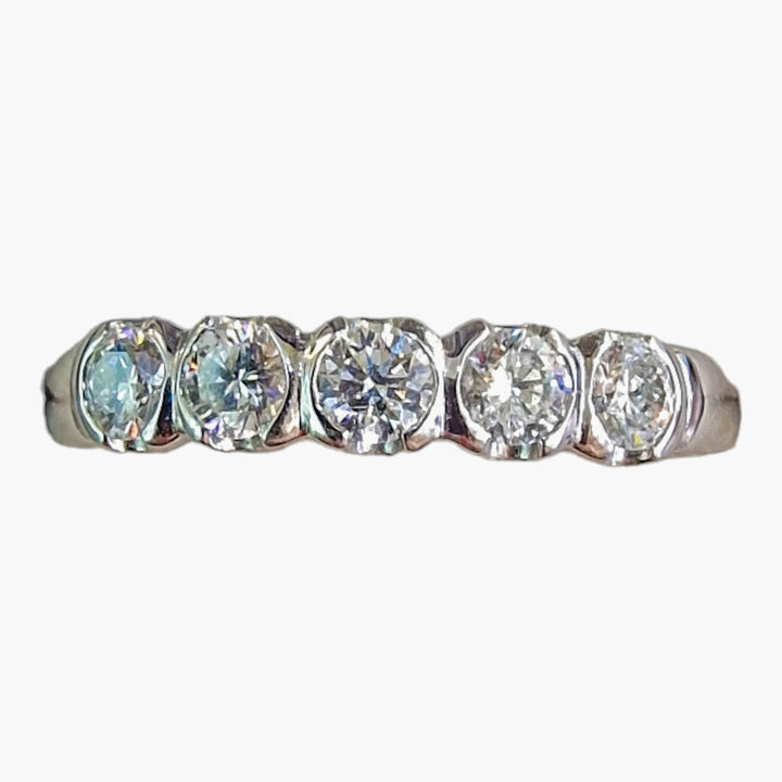 18ct White Gold 5 Stone Half Eternity Diamond Ring