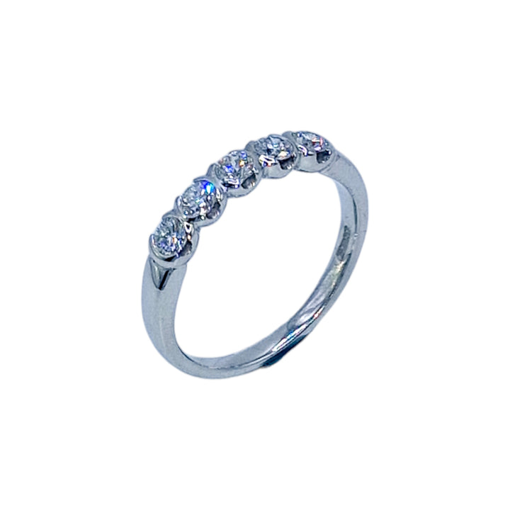 18ct White Gold 5 Stone Half Eternity Diamond Ring