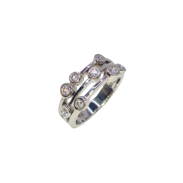 18ct White Gold 3 Row Diamond Ring