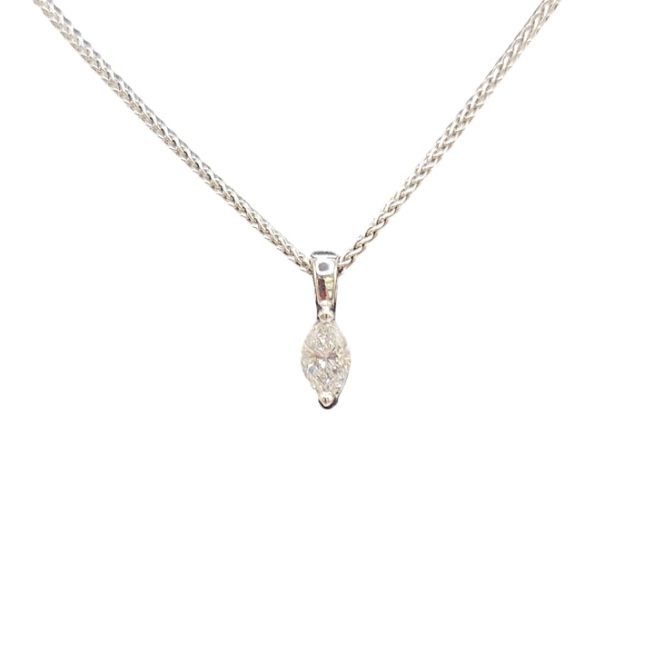 18ct White Gold Marquise Pendant