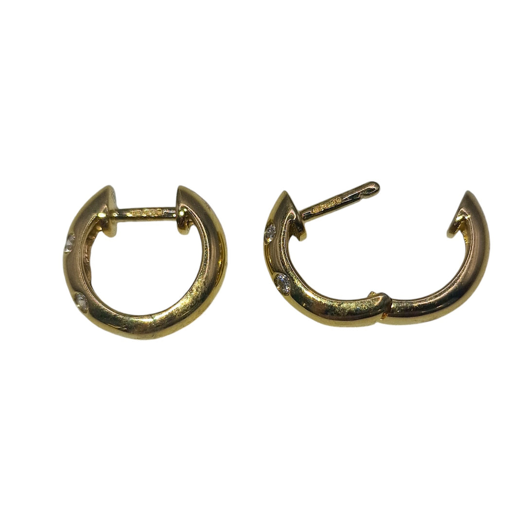 18ct Yellow Gold Diamond Hoops